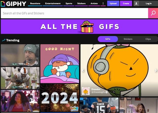 Gif online search：GIPHY